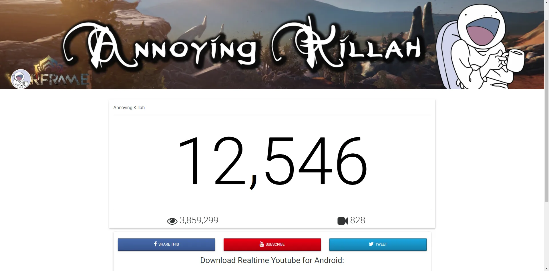 realtimeyoutube subscriber counter for annoying killah