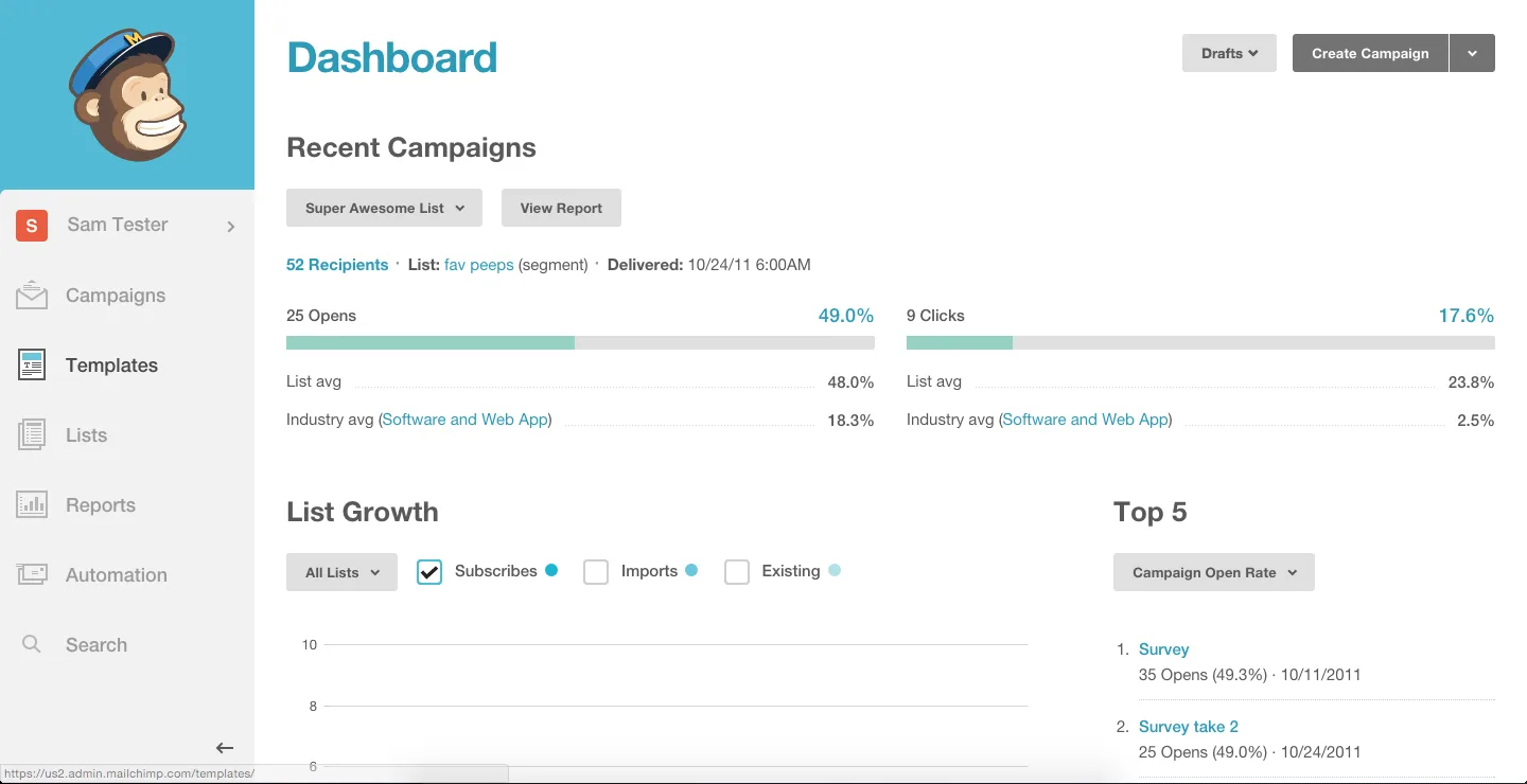 mailchimp interface