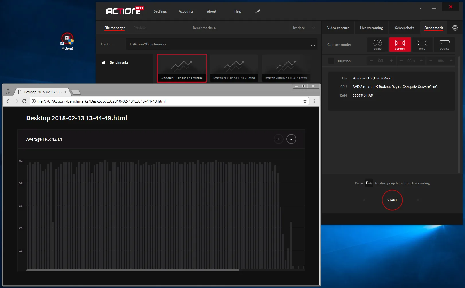 Action! screen recorder benchmark