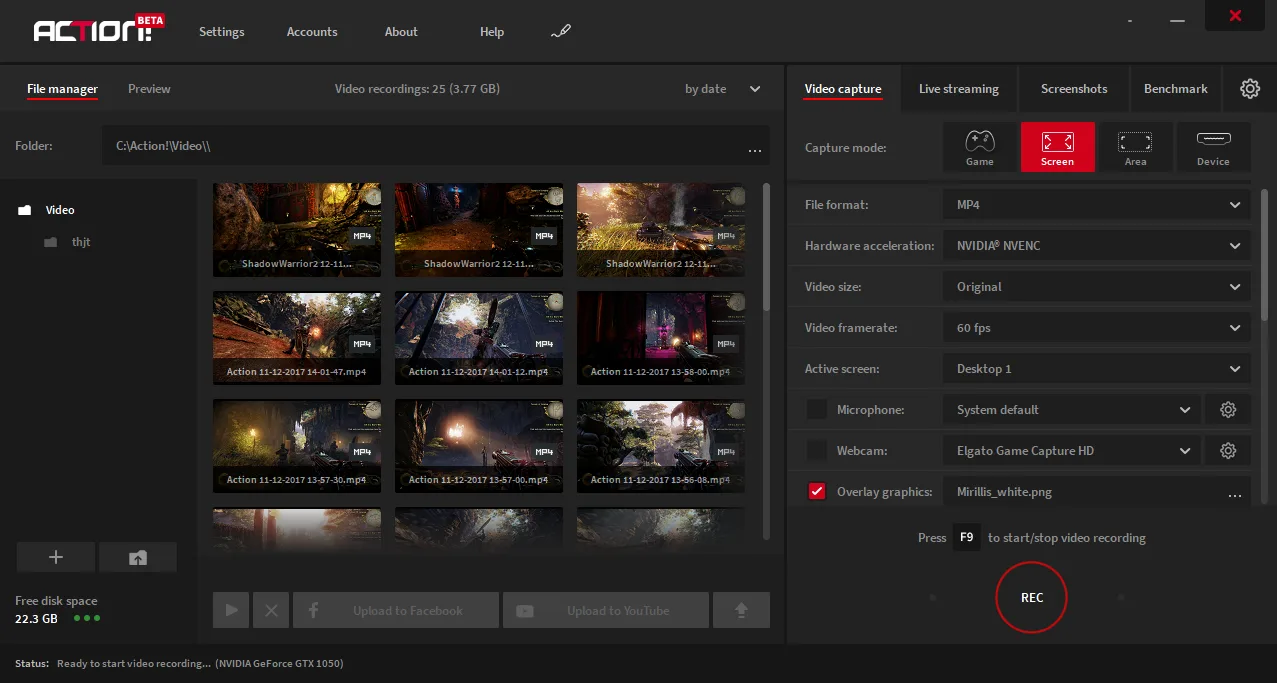 Action! screen recorder interface