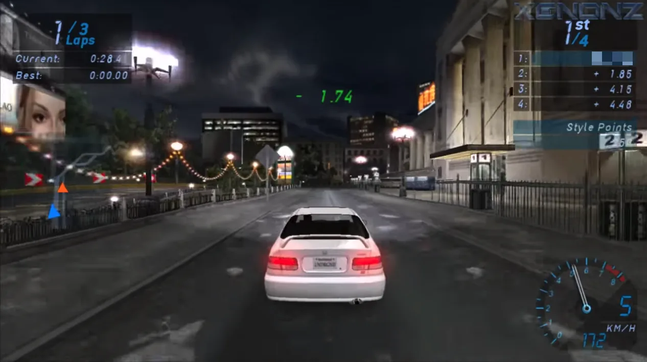 Need for Speed: Underground 2 car race in a city
