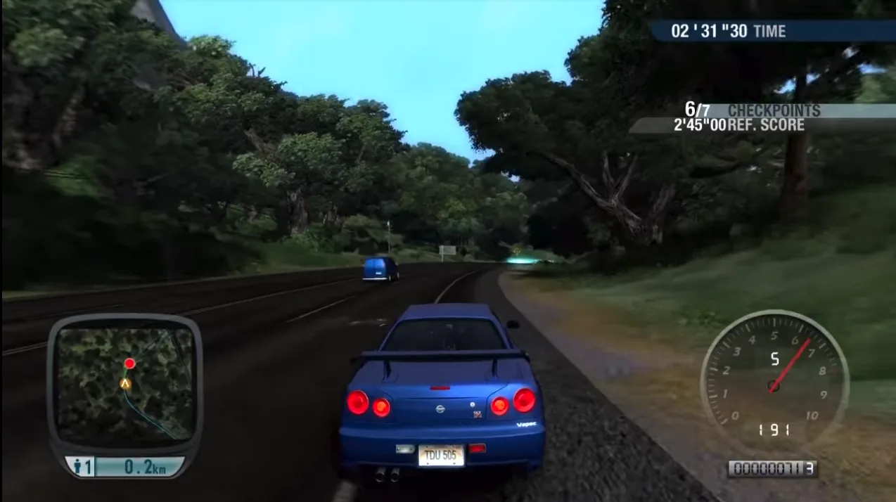 Test Drive Unlimited car race in a forest