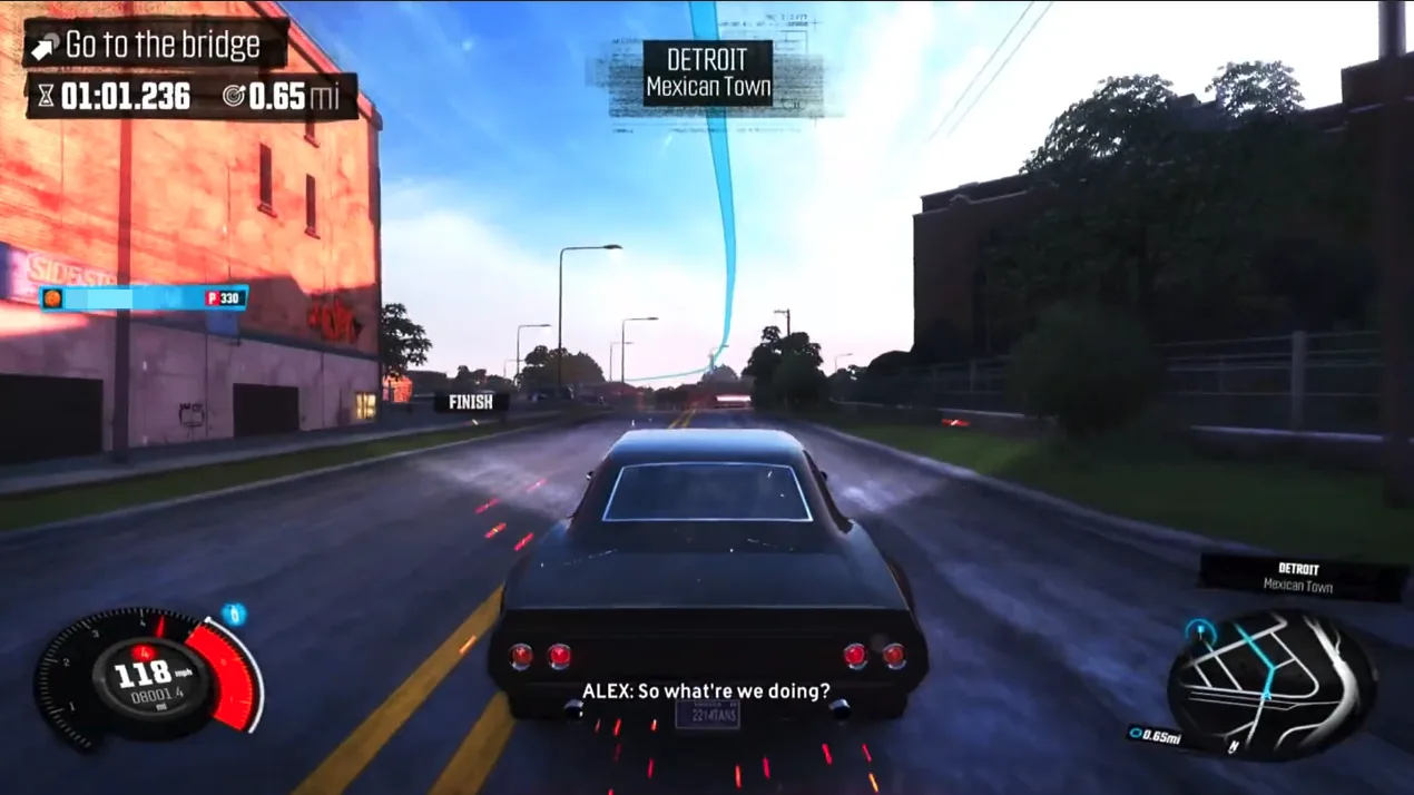 The Crew car race in Detroid city