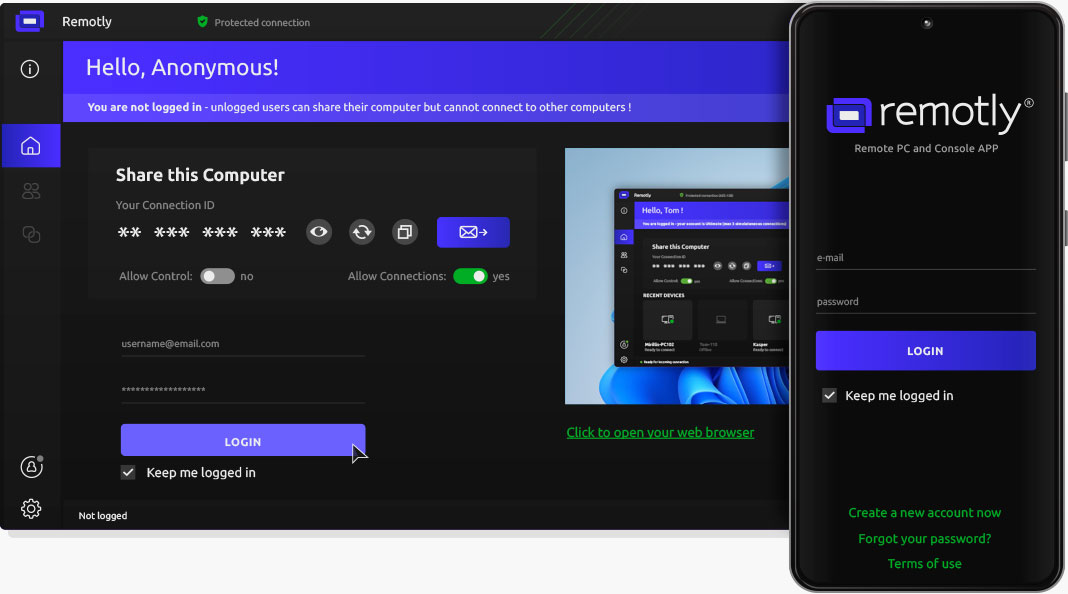 Remotly — PC and phone app
