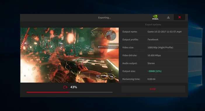 Mirillis Action! - exporting video recordings to Facebook - exporting