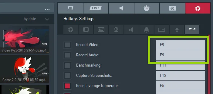 Mirillis Action! - Hotkeys Settings