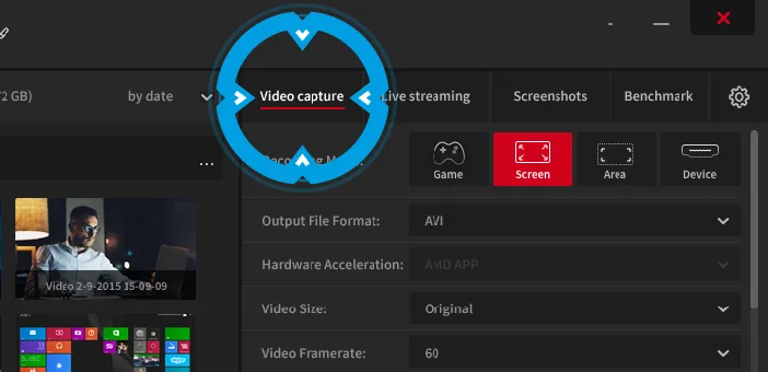 Mirillis Action! - Video recording tab
