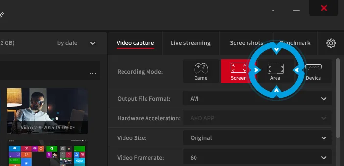 Mirillis Action! - Active desktop region recording mode