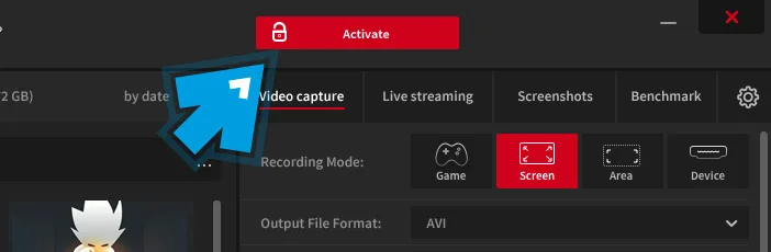 Mirillis Action! - Activation button