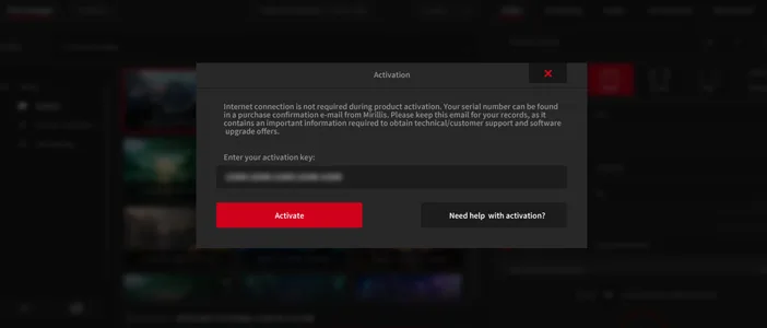Mirillis Action! - Activation window