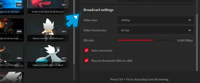 Mirillis Action! - Streaming settings